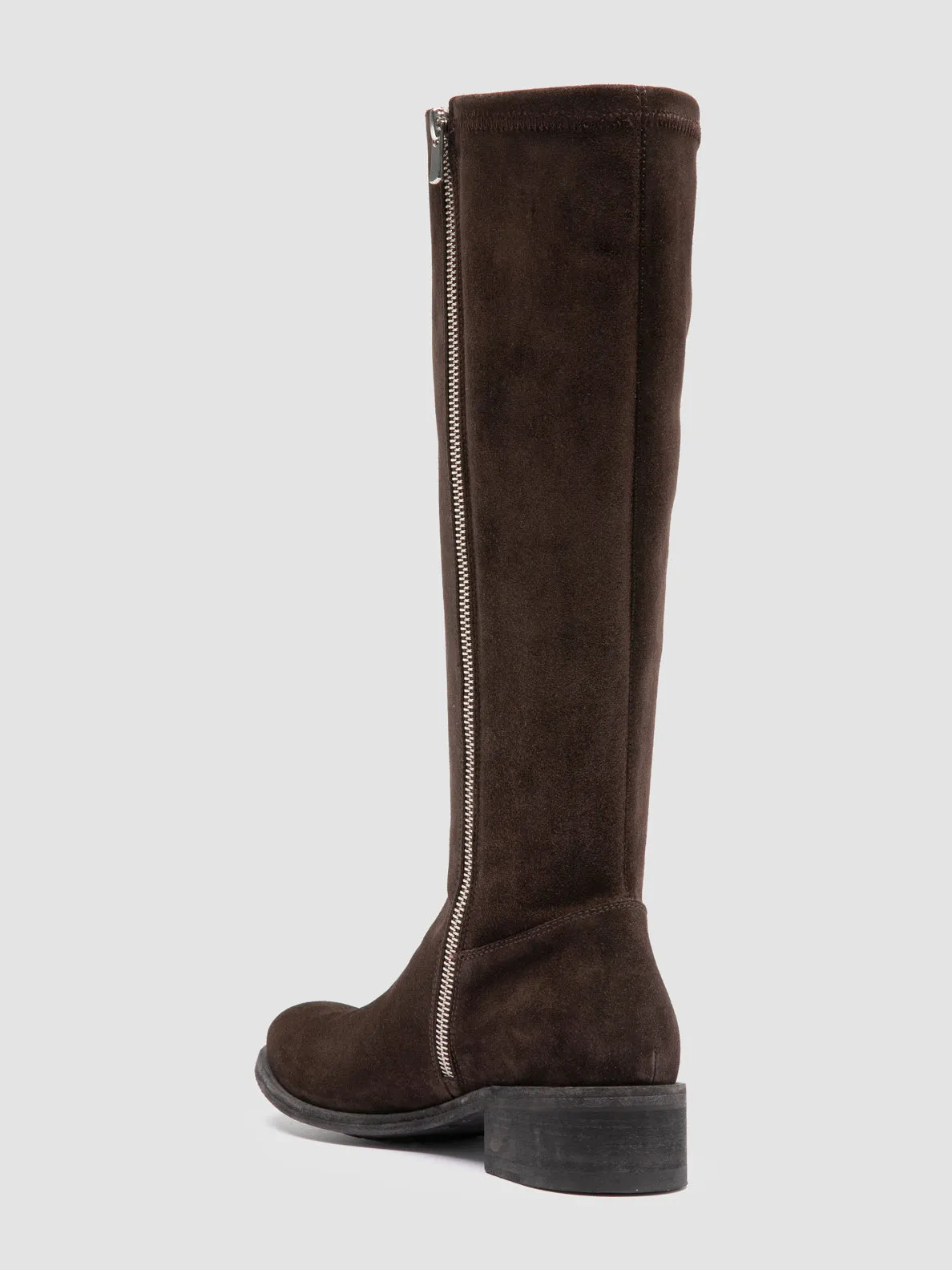 LISON 035 - Brown Stretch Suede Boots Plan Step Timeless Footwear