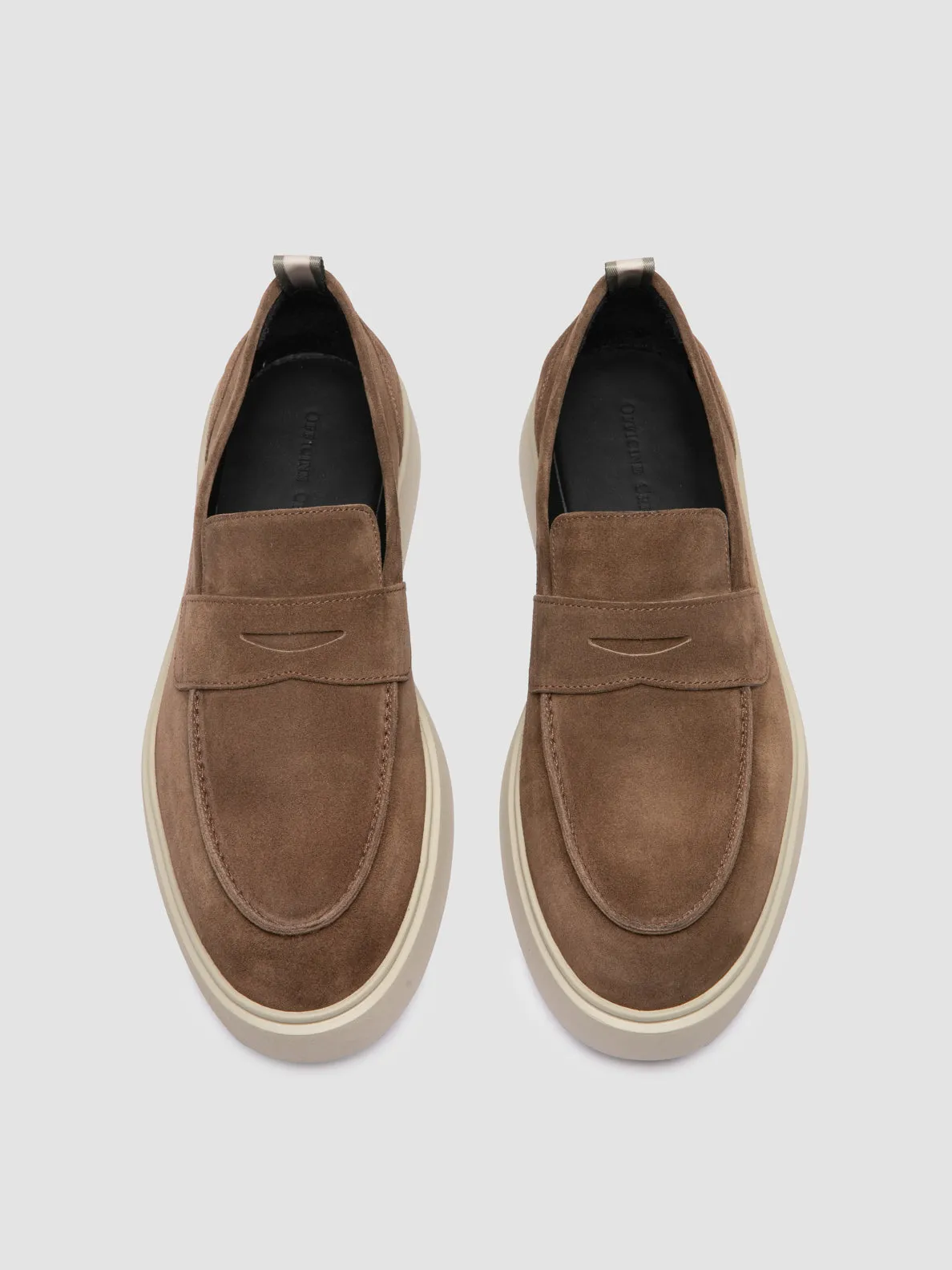 FRAME 001 - Brown Suede Penny Loafers Fashion Edge