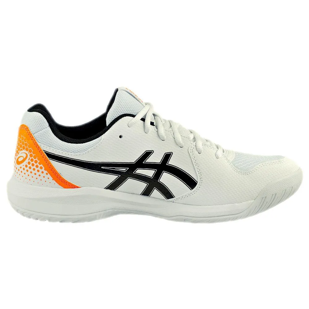 Asics Men's Gel-Dedicate 8 - Pickleball - White/Shocking Orange Cushioned Design Casual Look