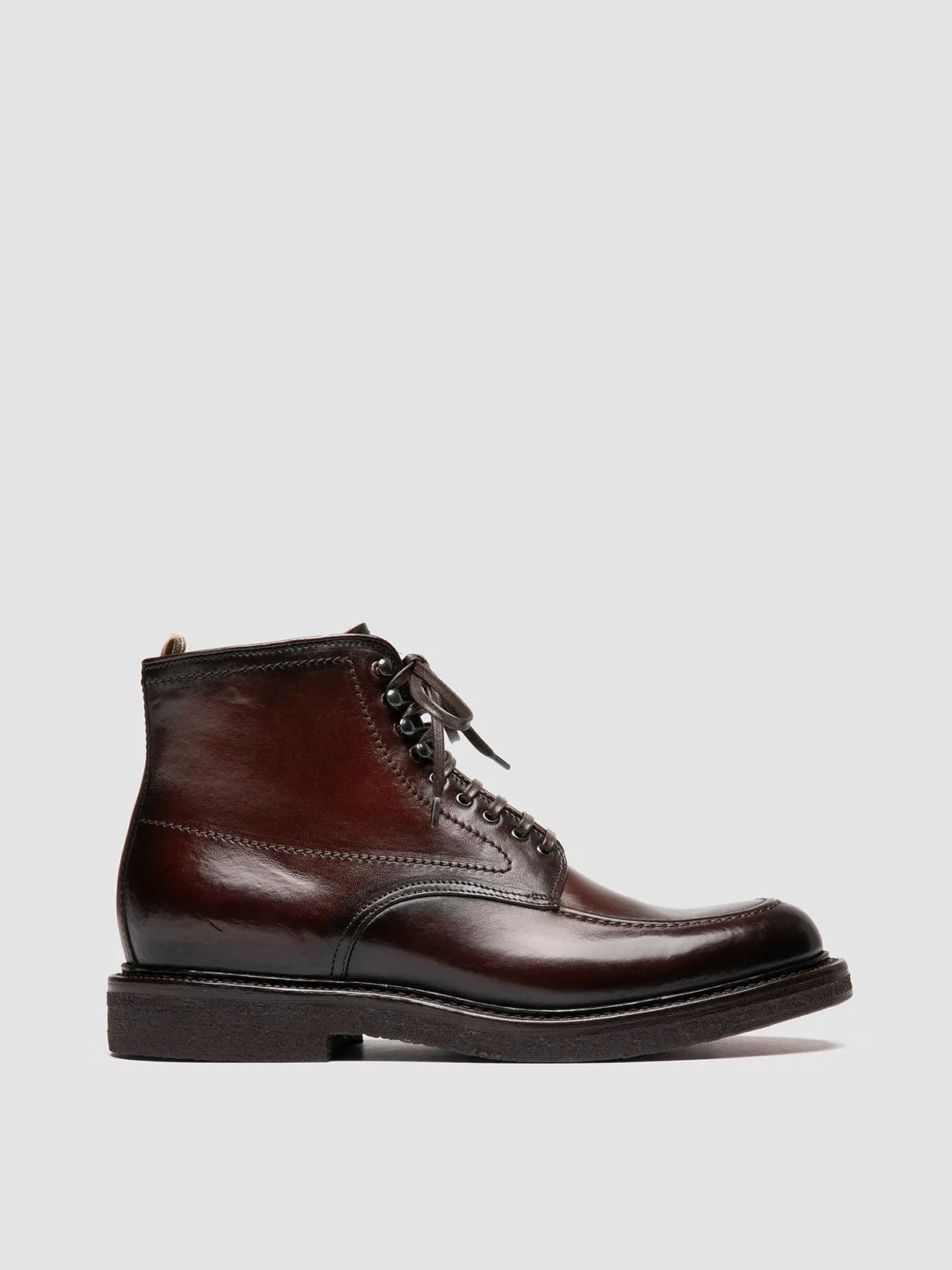 Retro-inspired performance ASTON CREPE 004 - Brown Leather Lace-Up Boots