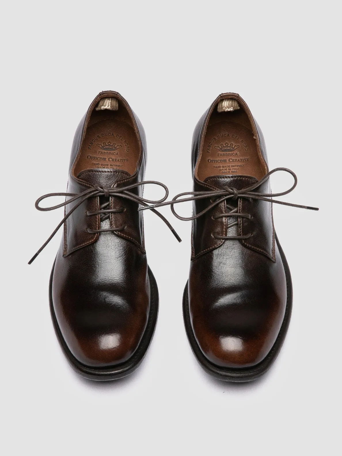 City Life Minimalist Design CALIXTE 068 - Brown Leather Derby Shoes