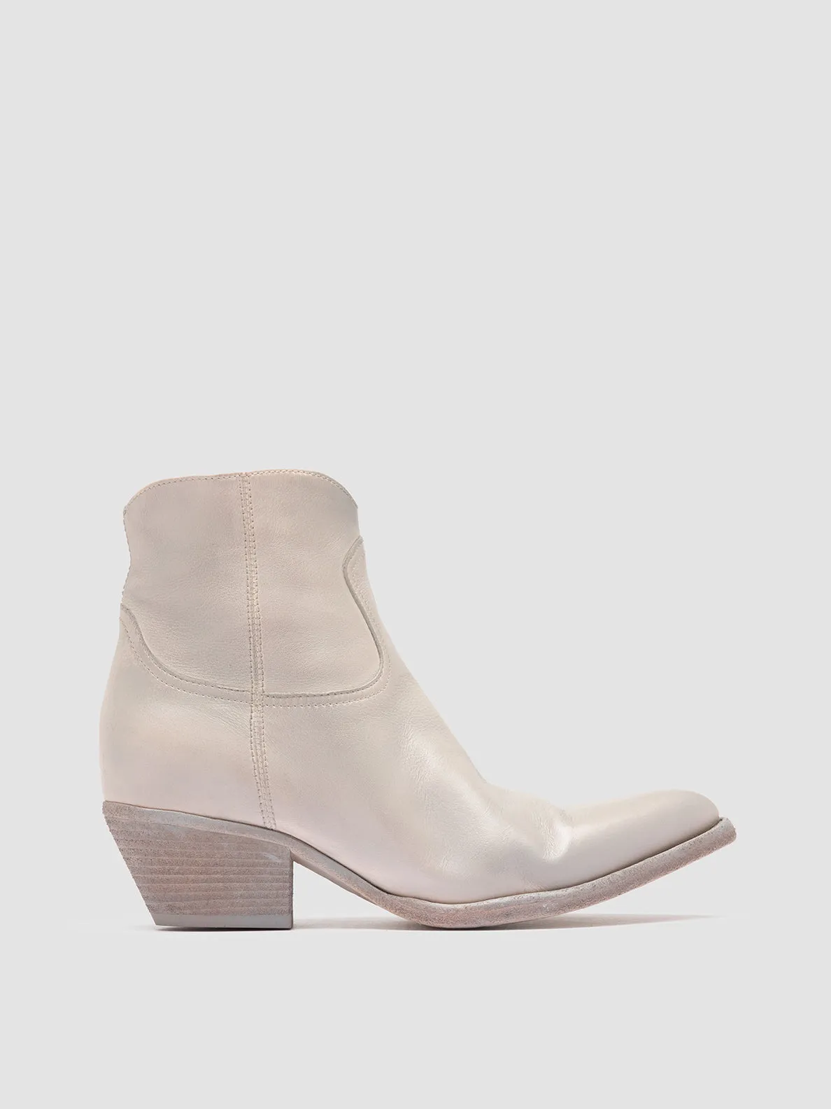Comfortable Step Shoes Work Friendly WANDA DD 103 - Off White Leather Zip Boots