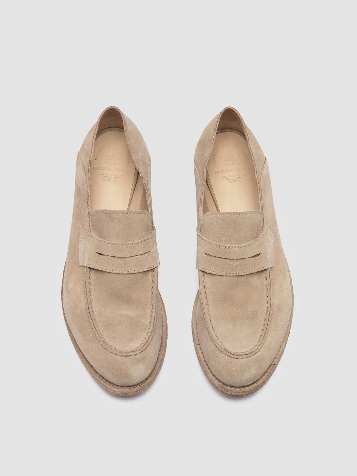 LEXIKON 516 - Beige Suede Loafers Toe Firm