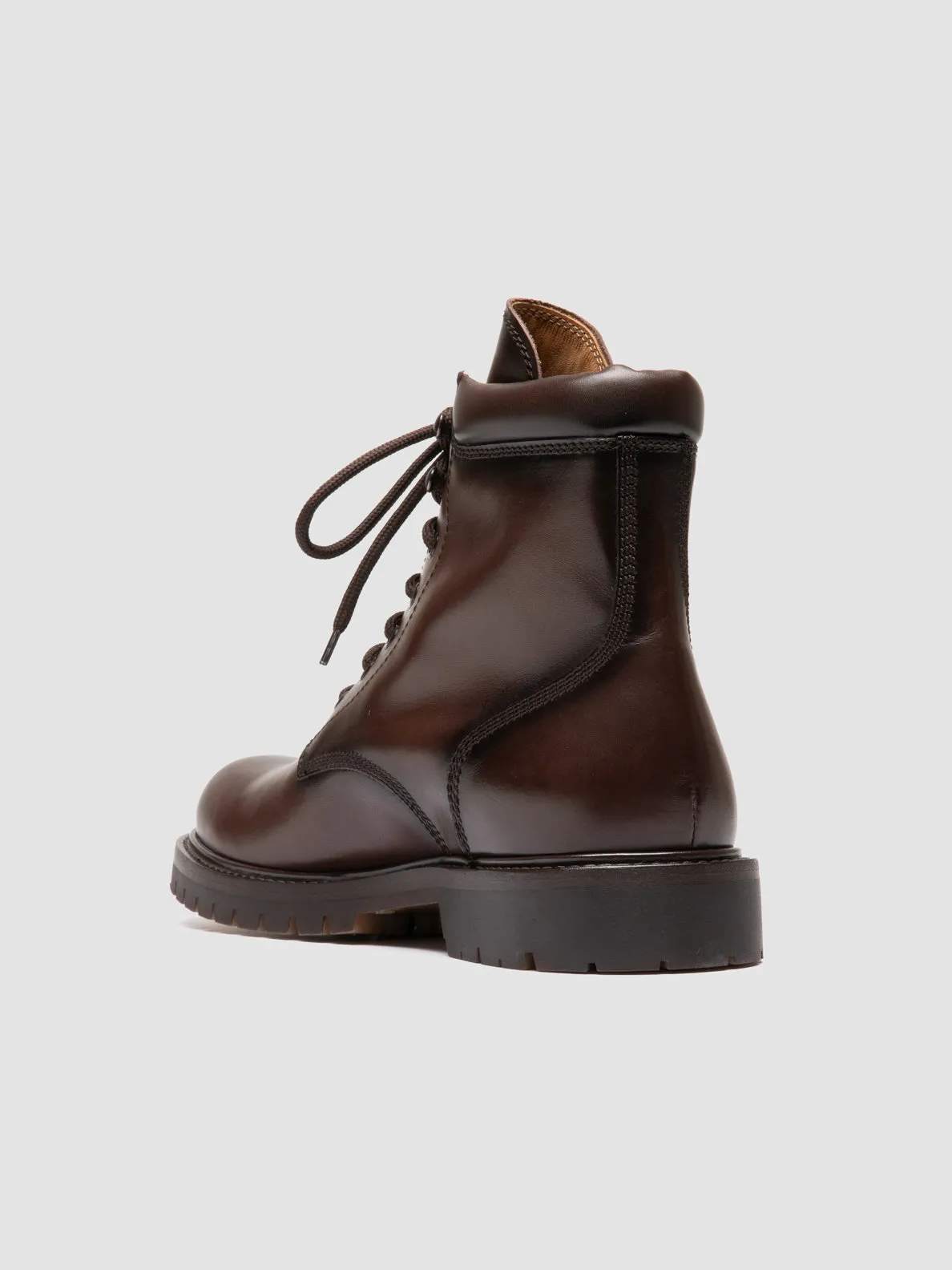 BOSS 002 - Brown Leather Lace Up Boots Flexible Arch