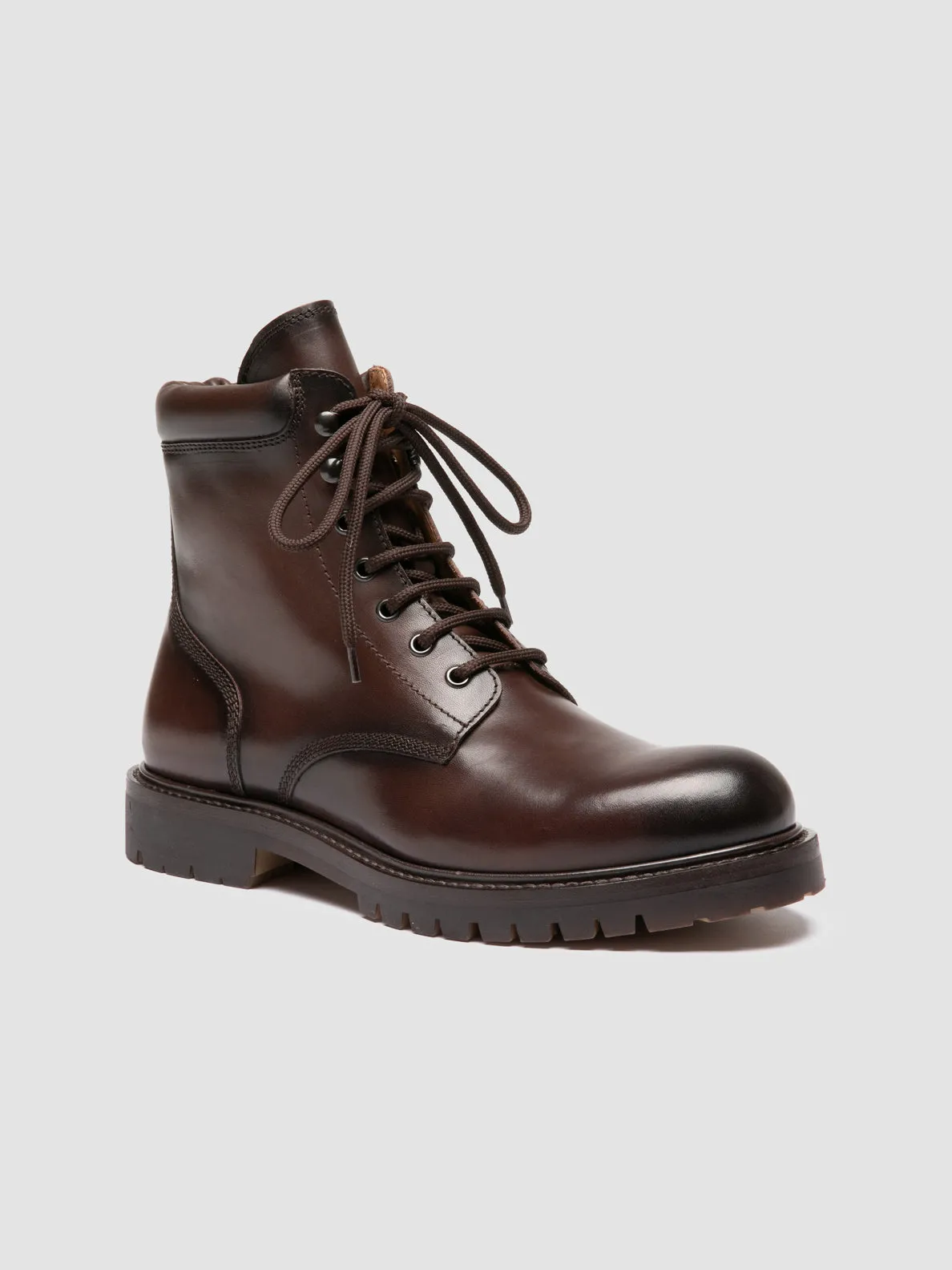 BOSS 002 - Brown Leather Lace Up Boots Built-In Support Effortless Silhouette