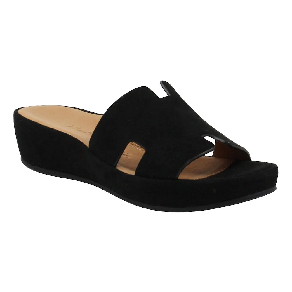 Catiana Slip on Sandal - Black Kid Suede Built-in silhouette
