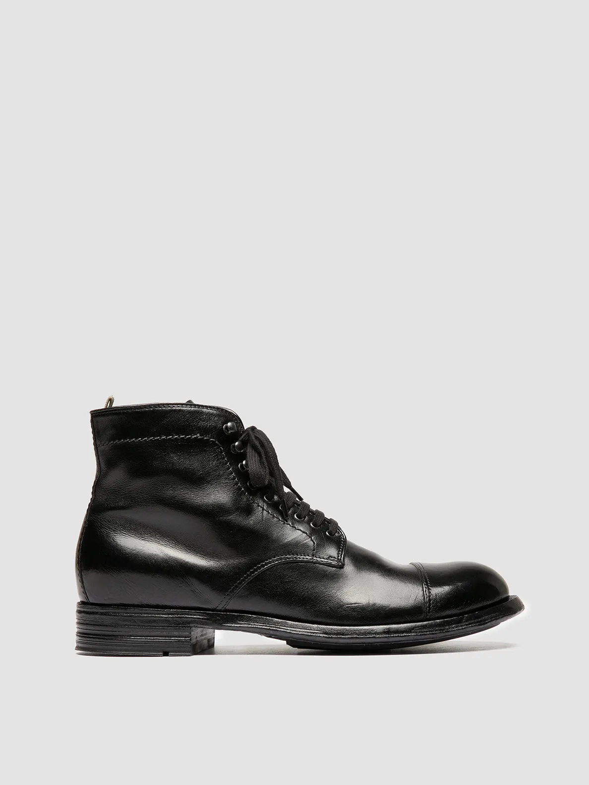 Soft Finish ADMIRAL 010 - Black Leather Lace-up Boots