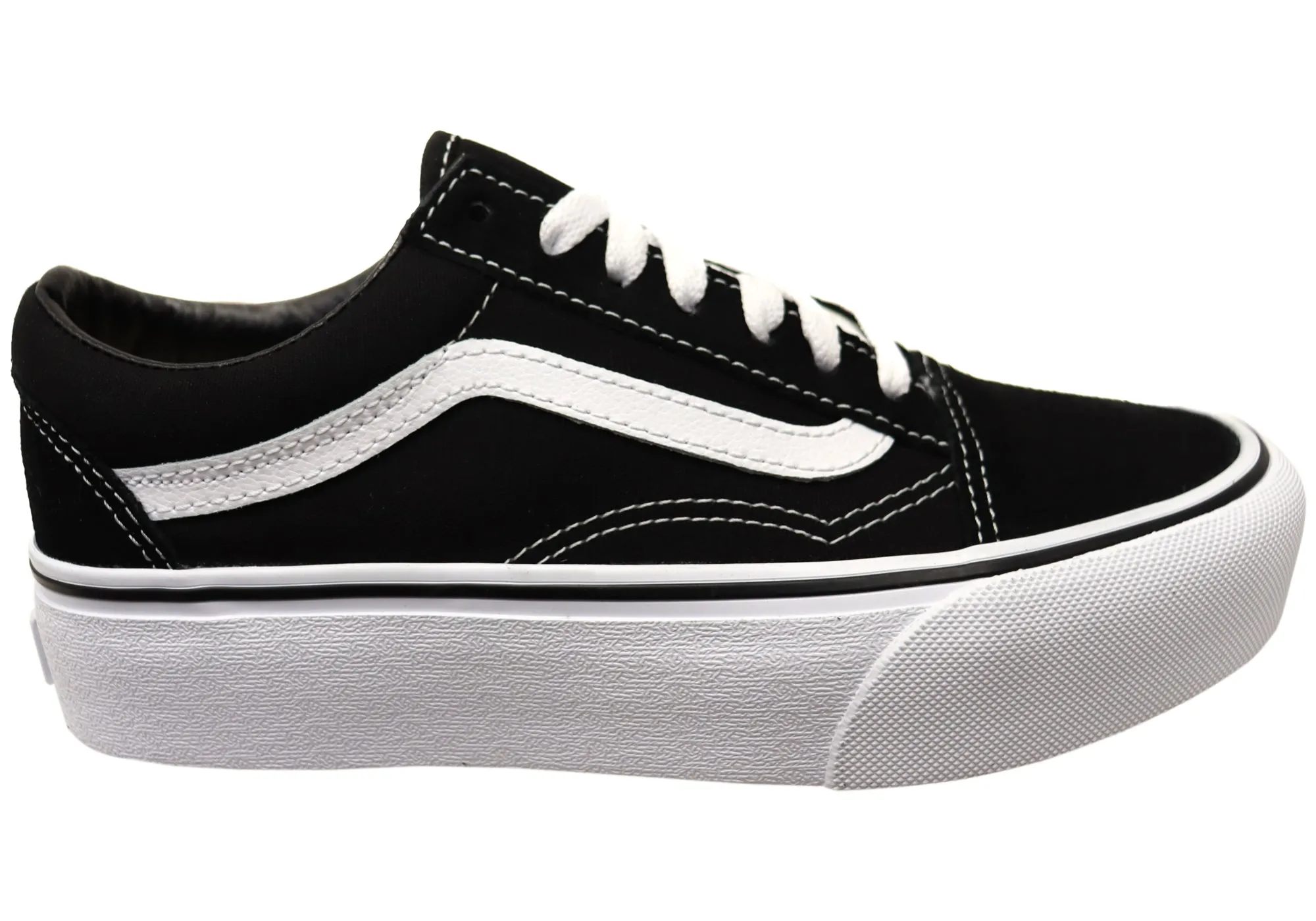 Vans Womens Comfortable Old Skool Platform Lace Up Sneakers Streetwear Look Fast Fit