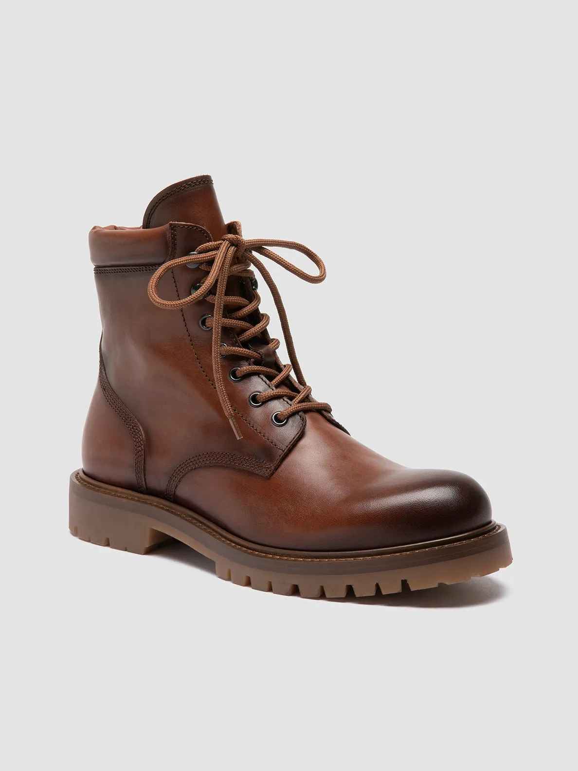 BOSS 002 - Brown Leather Lace Up Boots Adaptive Technology Classic Style