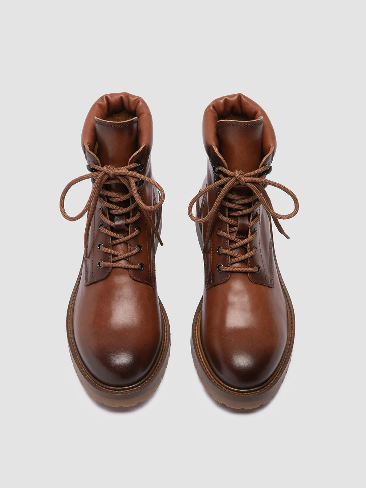 Lightweight Sole Secure look BOSS 002 - Brown Leather Lace Up Boots