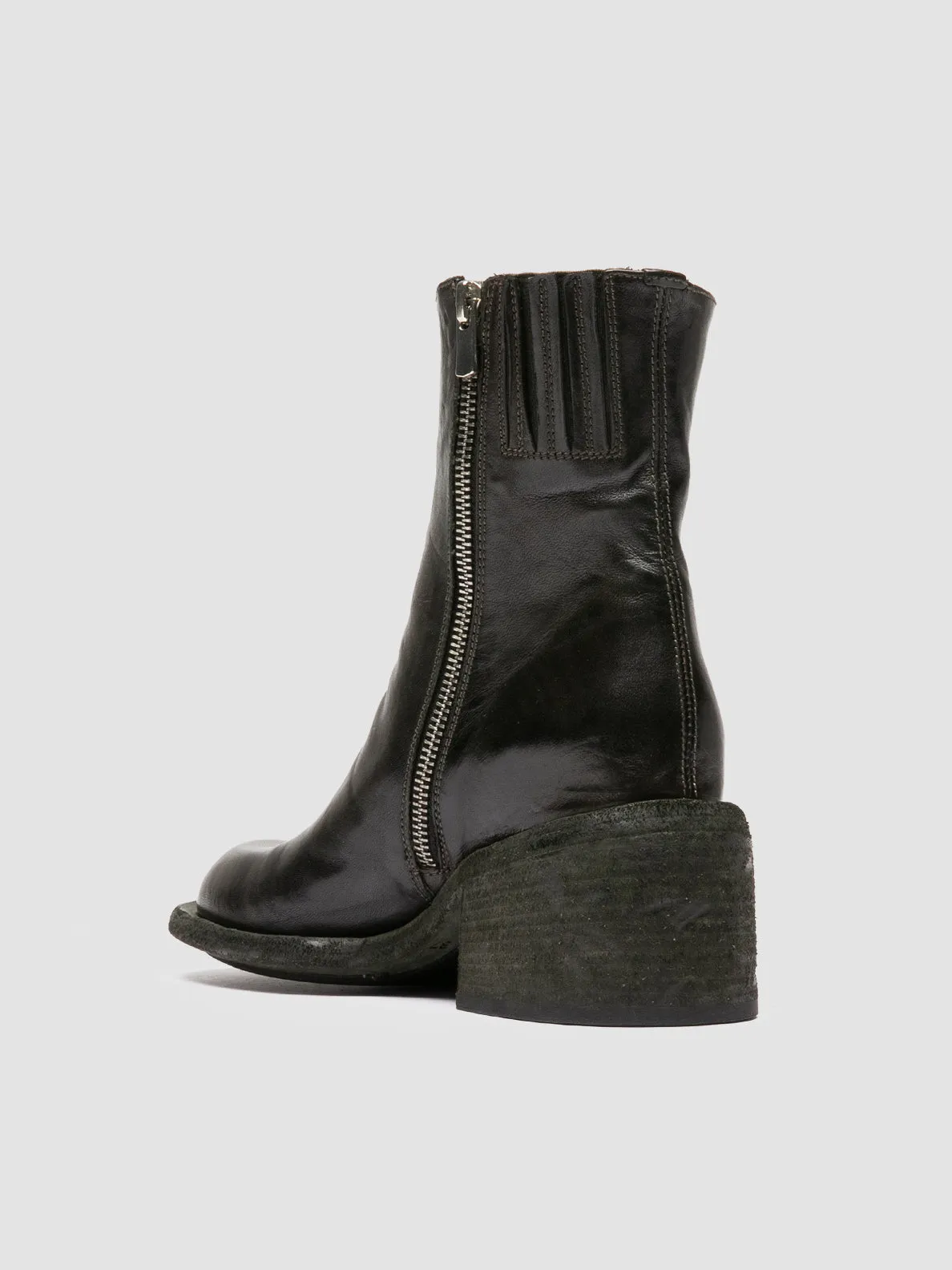 Relaxed Street Fit Daily WILDS 004 - Green Leather Zipped Boots