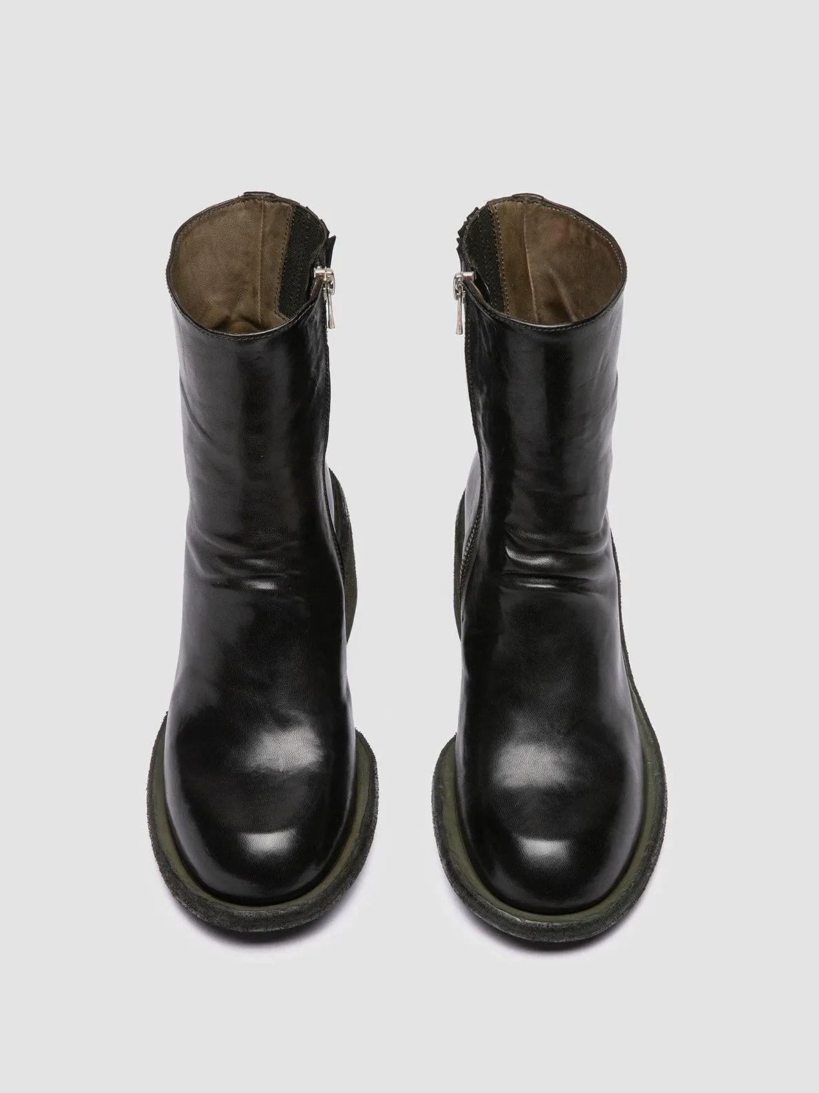 Throw Step Versatile Look WILDS 004 - Green Leather Zipped Boots