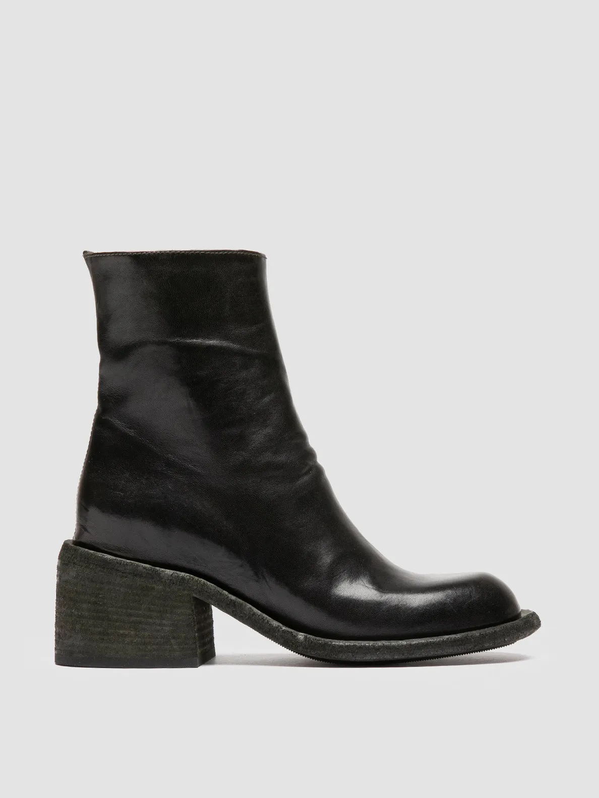 WILDS 004 - Green Leather Zipped Boots Platform Style