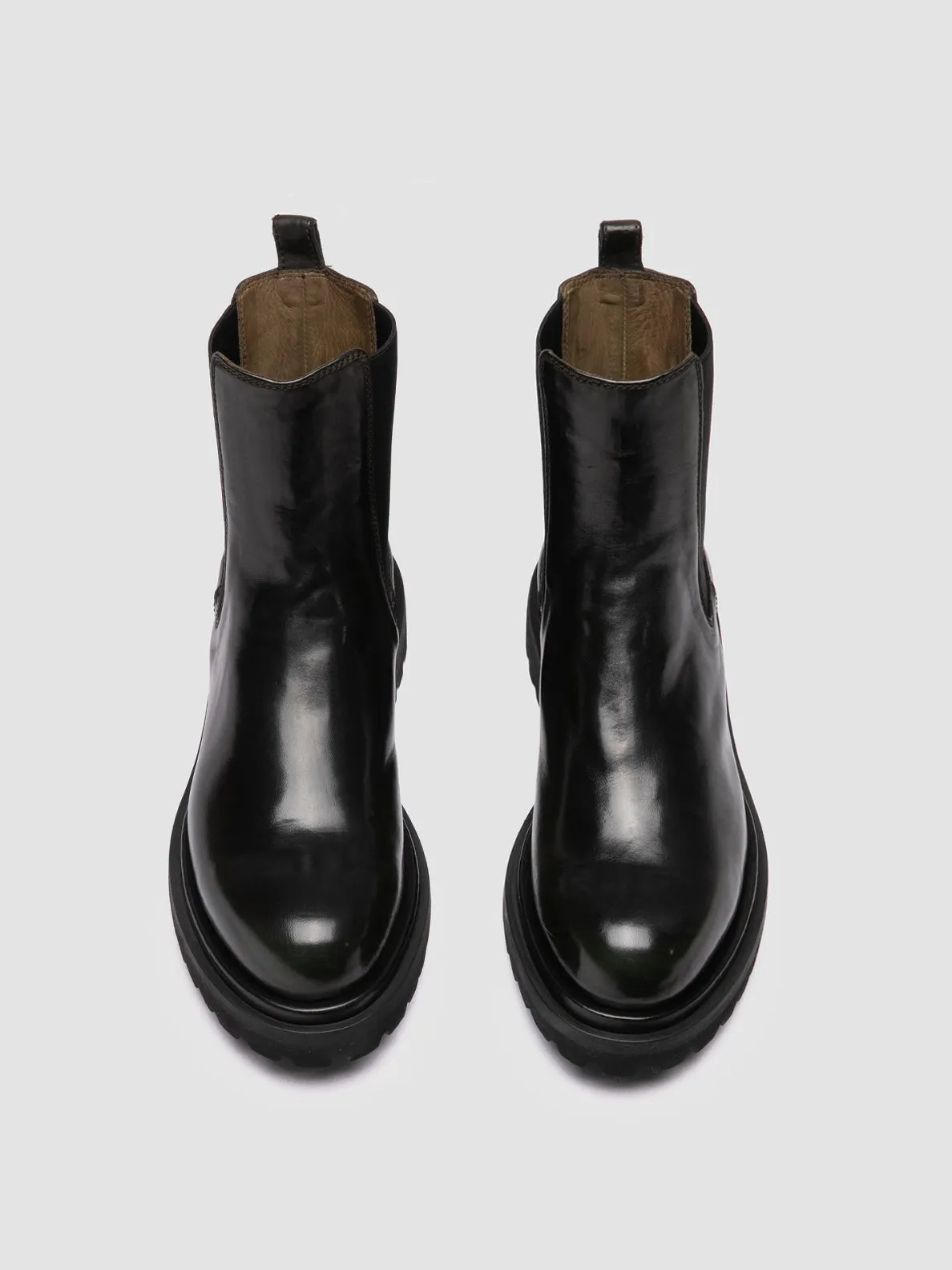 EVENTUAL DD 103 - Dark Green Leather Chelsea Boots All-Purpose Use