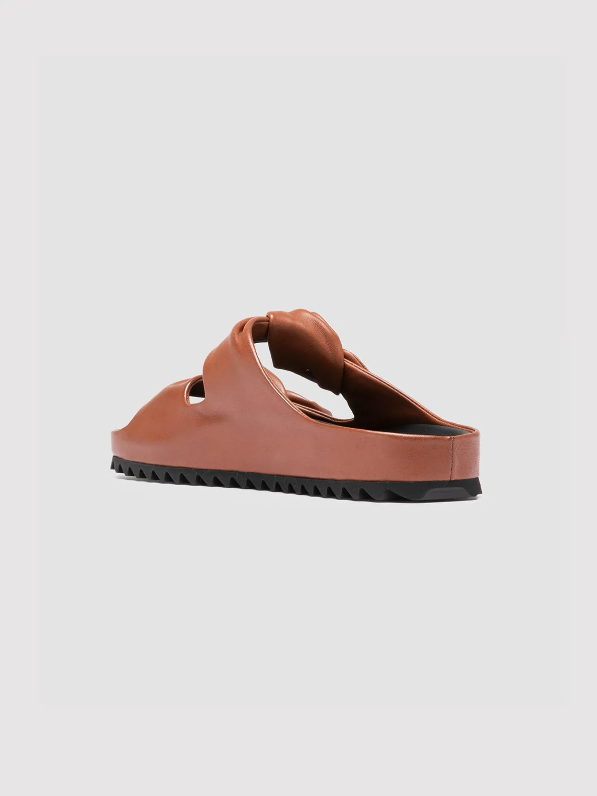 PELAGIE 021 - Brown Leather Slide Sandals Holiday Style Durable materials