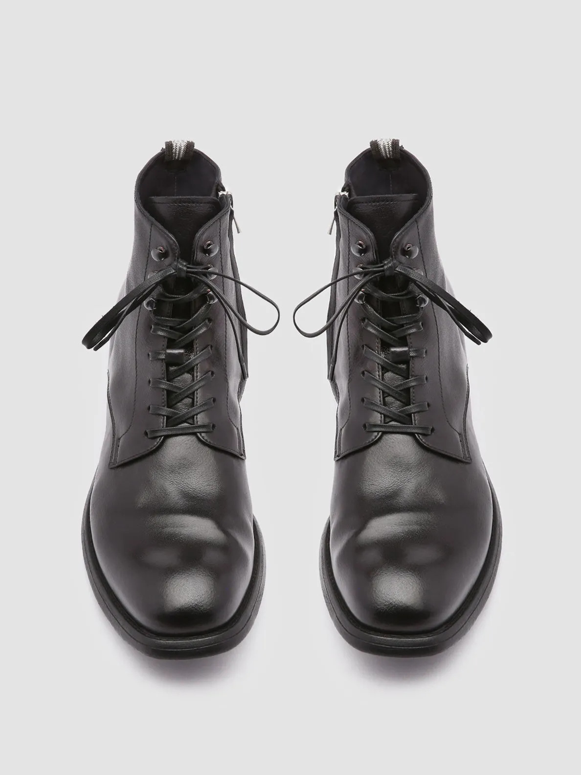 CHRONICLE 004 - Black Leather Ankle Boots Full Cushion Support Foam