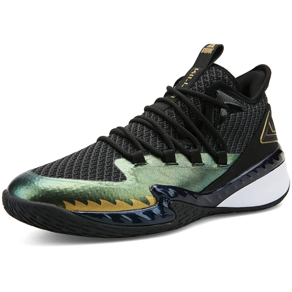 Poolside Vibes PEAK  Professional Basketball Shoes Mid Sneakers Black Gold DA920231