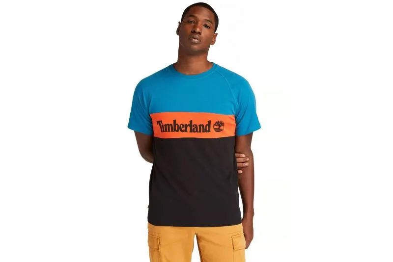 Timberland - Men - Cut & Sew Tee - Teal/Orange/Black Year Round