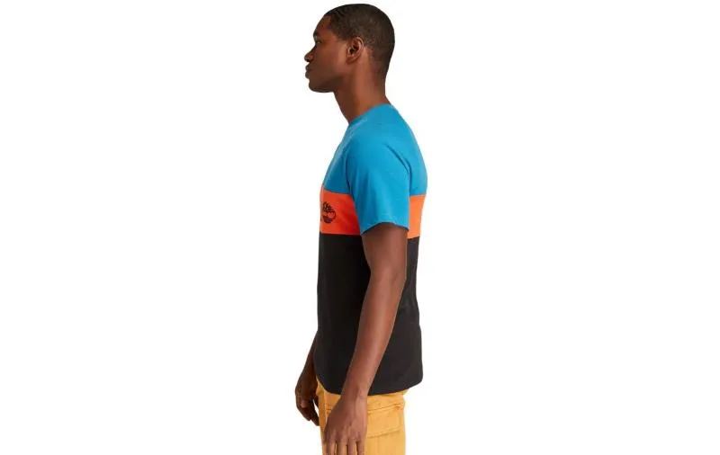 Good elasticity Timberland - Men - Cut & Sew Tee - Teal/Orange/Black