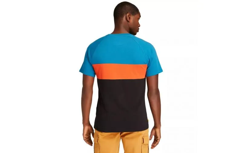 Timberland - Men - Cut & Sew Tee - Teal/Orange/Black Modern Design Daily Commuter