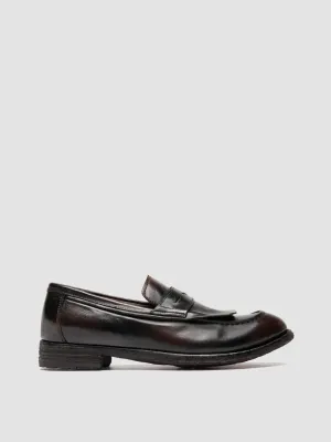 Hook And Loop Breathable Shoes LEXIKON 158 -Green Leather Penny Loafers