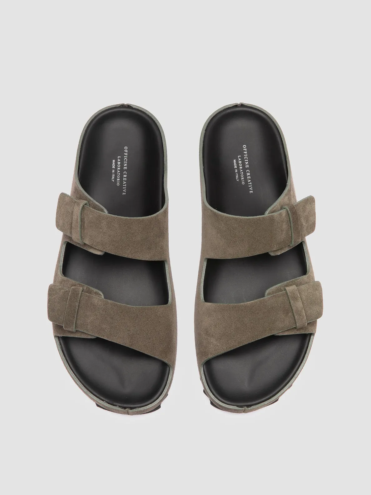 Stretch knit AGOR?? 010 - Green Suede Slide Sandals