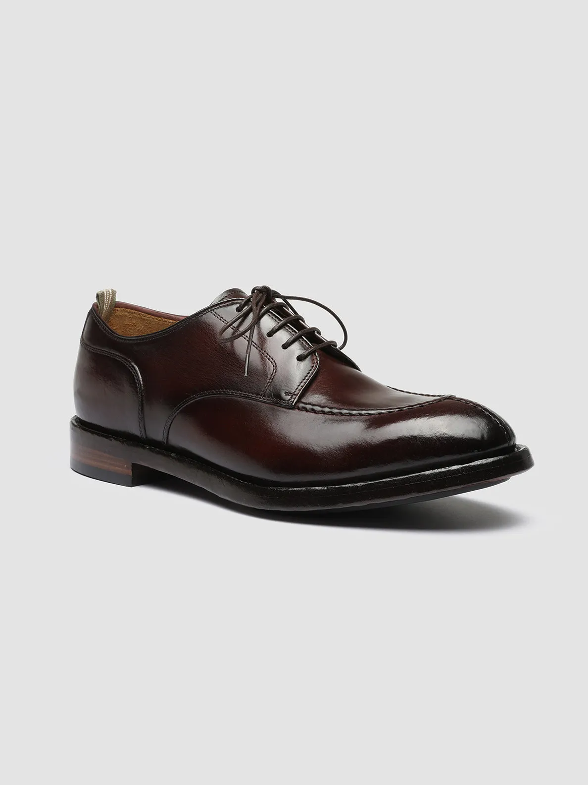 TEMPLE 005 - Burgundy Leather Derby Shoes Supportive Comfort