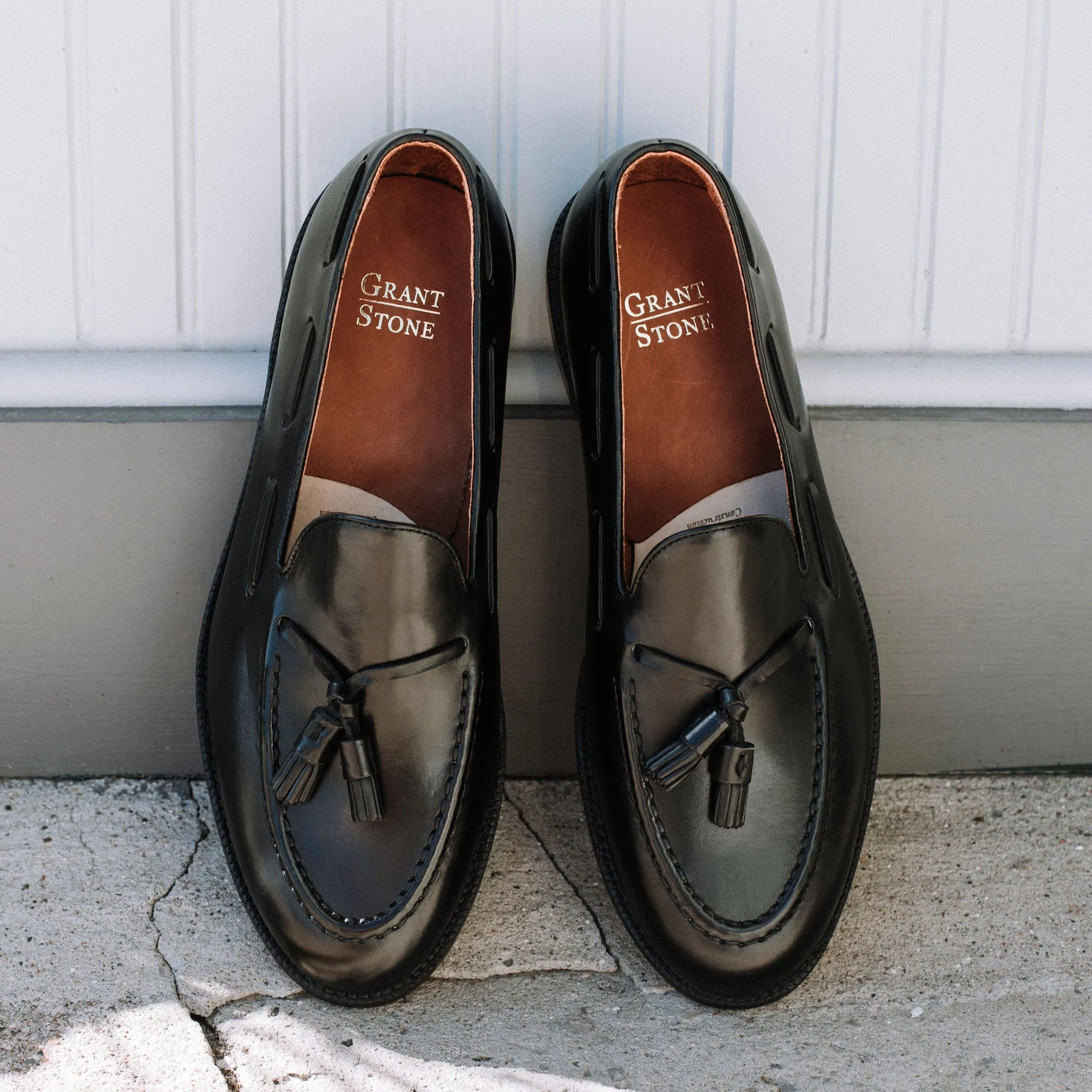 Tassel Loafer Black Calf Sleek Silhouette Casual Walk