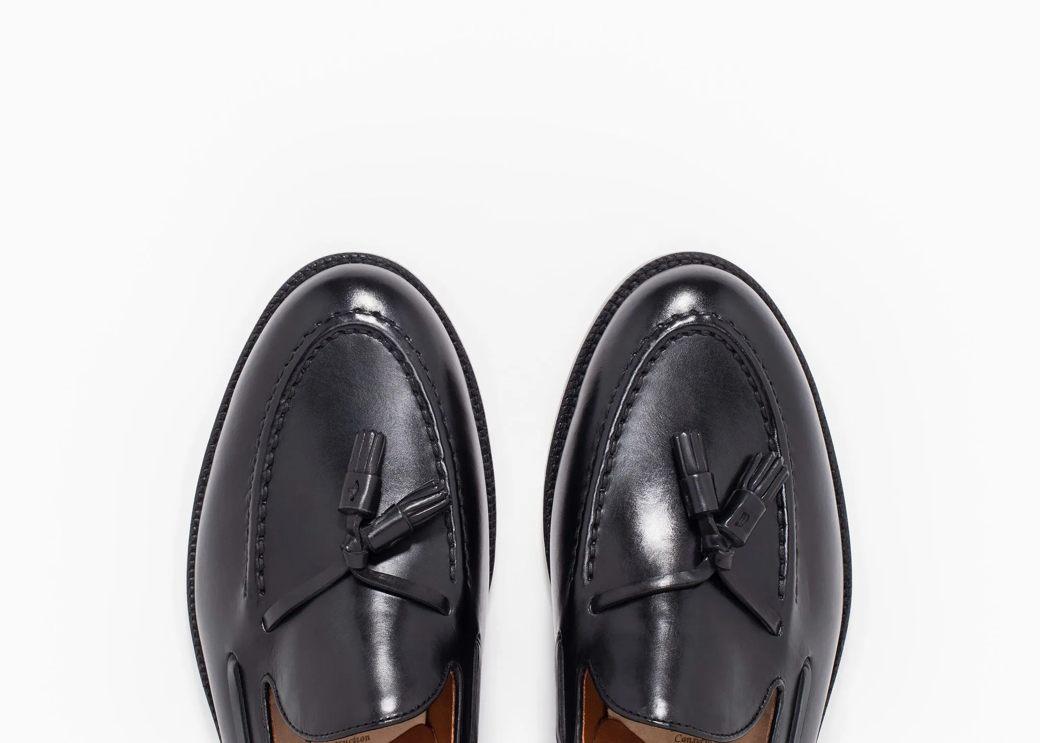 Smooth Lane Tassel Loafer Black Calf
