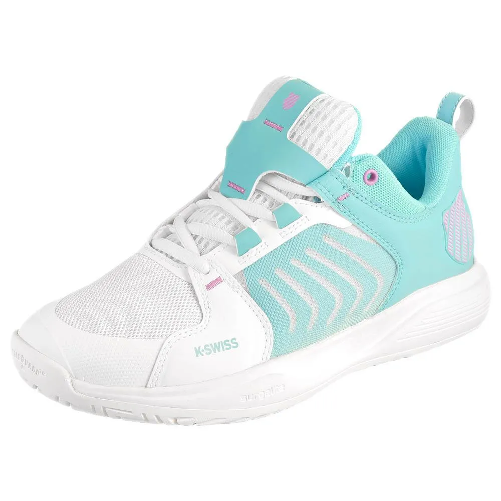 K-Swiss Women's Ultrashot Team - Brilliant White/Angel Blue Bold Design Breathable Lining