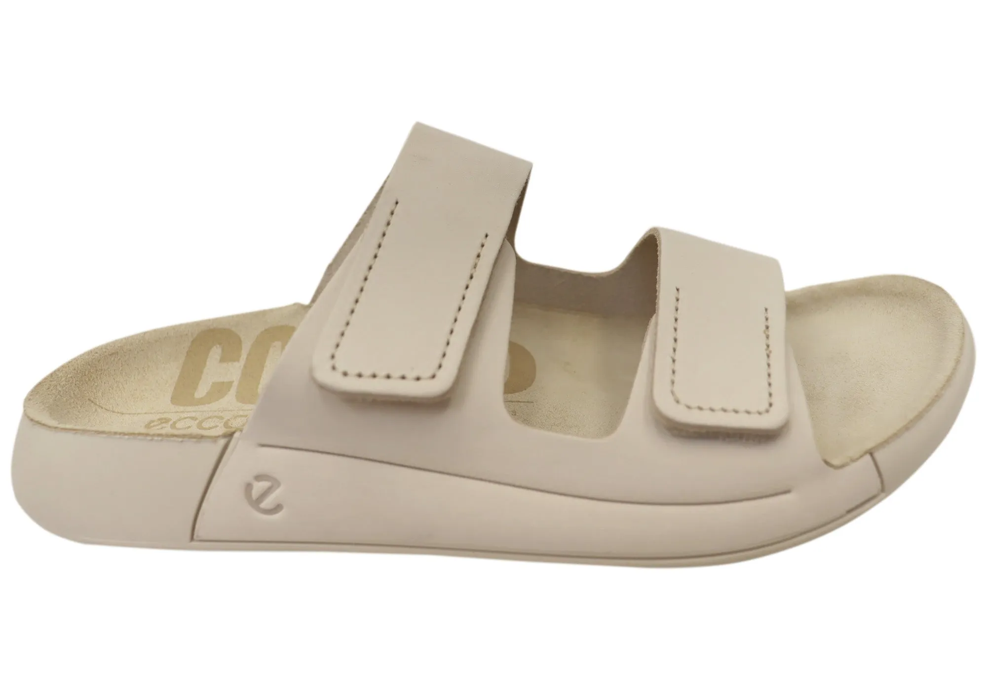 Cyber Mode Wild Trek ECCO 2nd Cozmo Womens Comfortable Leather 2 Strap Slide Sandals