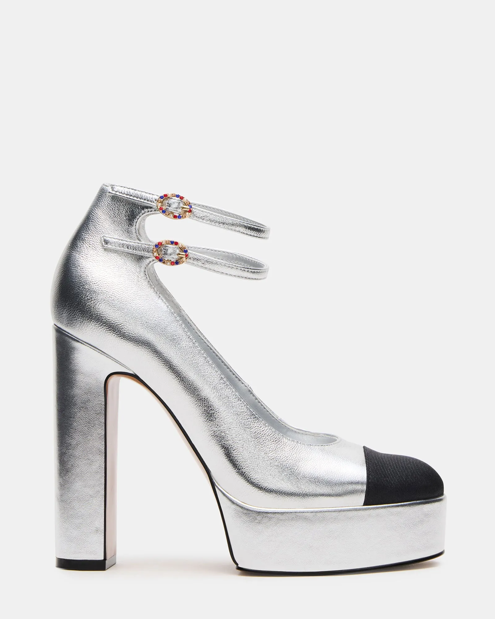 lace up closure Wide Fit Heels PEYTON SILVER LEATHER