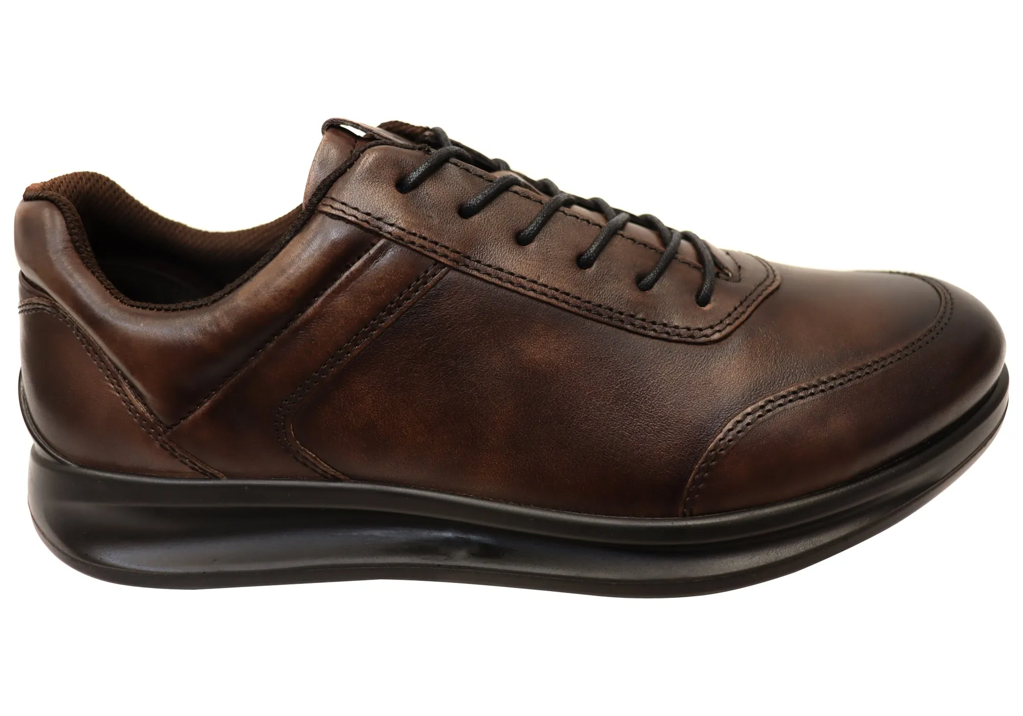 ECCO Mens Comfortable Leather Aquet Sneakers Shoes Rock Path