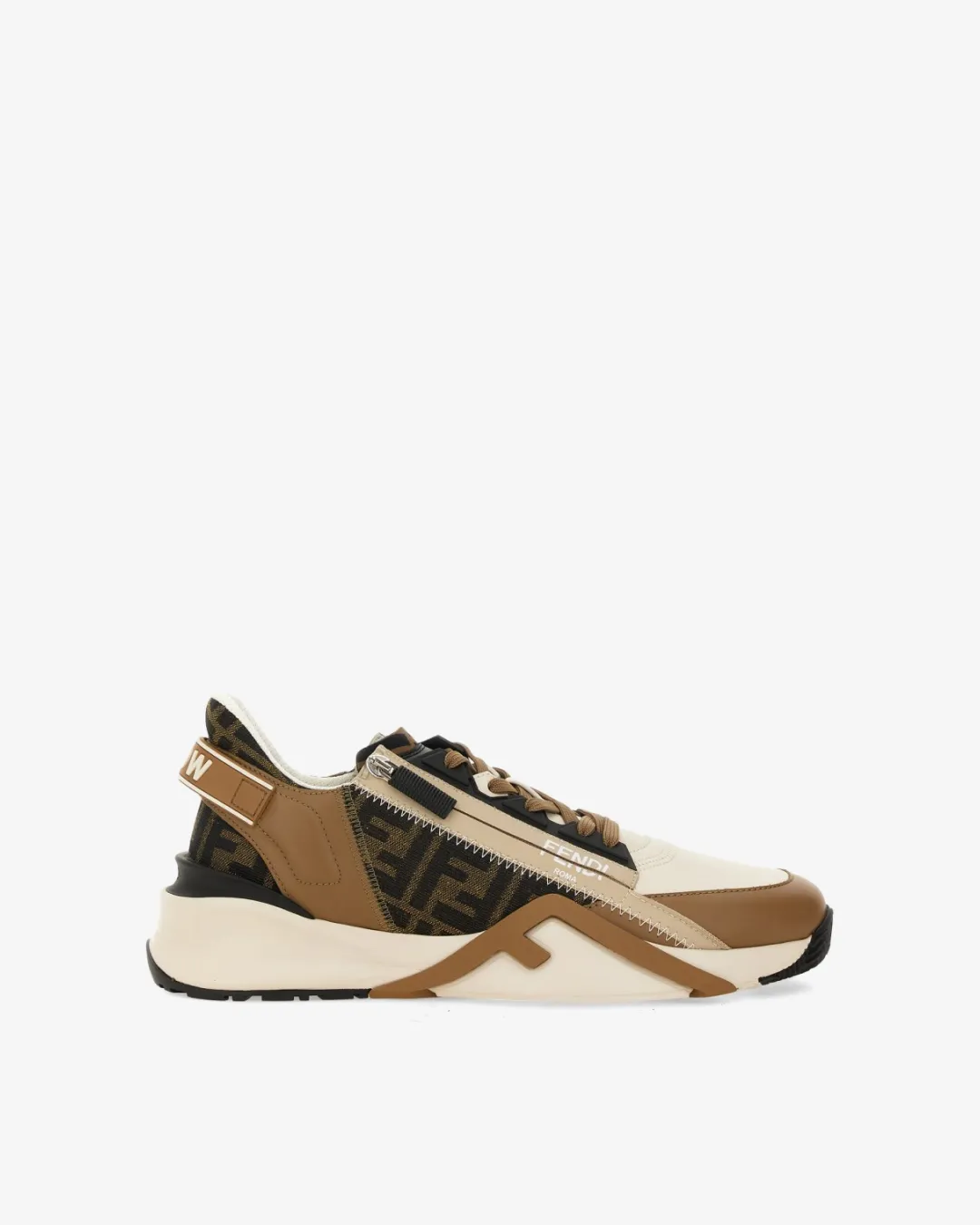 Fendi Flow Sneakers Brown Leather and Brown FF Jacquard College - running running shoes for 5K races