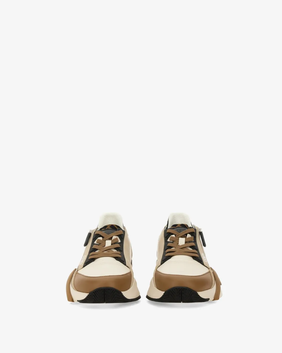 Height Plus Fendi Flow Sneakers Brown Leather and Brown FF Jacquard