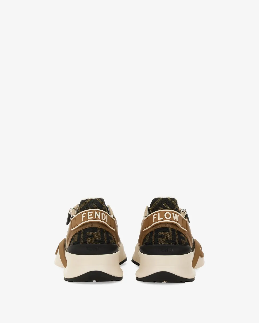Fendi Flow Sneakers Brown Leather and Brown FF Jacquard school shoes efficient workout