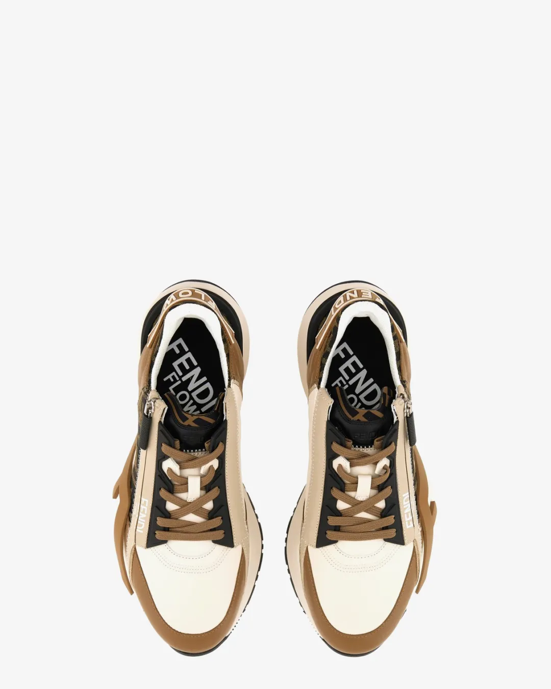 sandy terrain exceptional breathability Fendi Flow Sneakers Brown Leather and Brown FF Jacquard