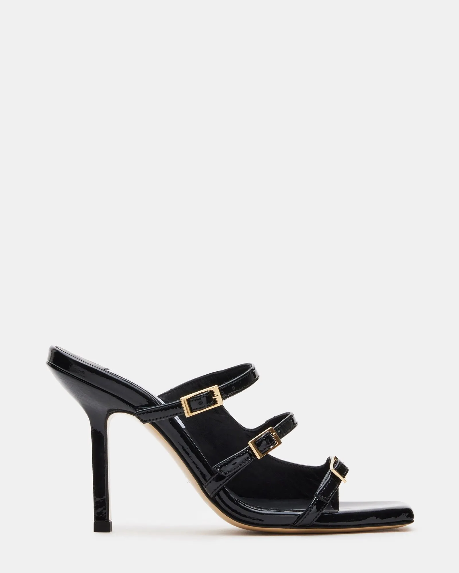 OPULENT BLACK LEATHER Chunky Wedge Heels Modern Design