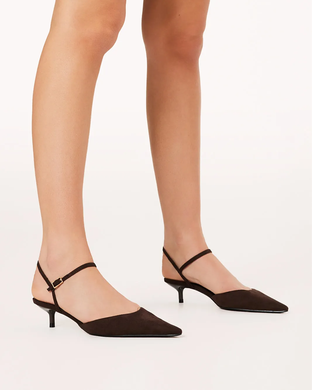 IYRA - DARK CACAO SUEDE Training Chic Heeled Booties