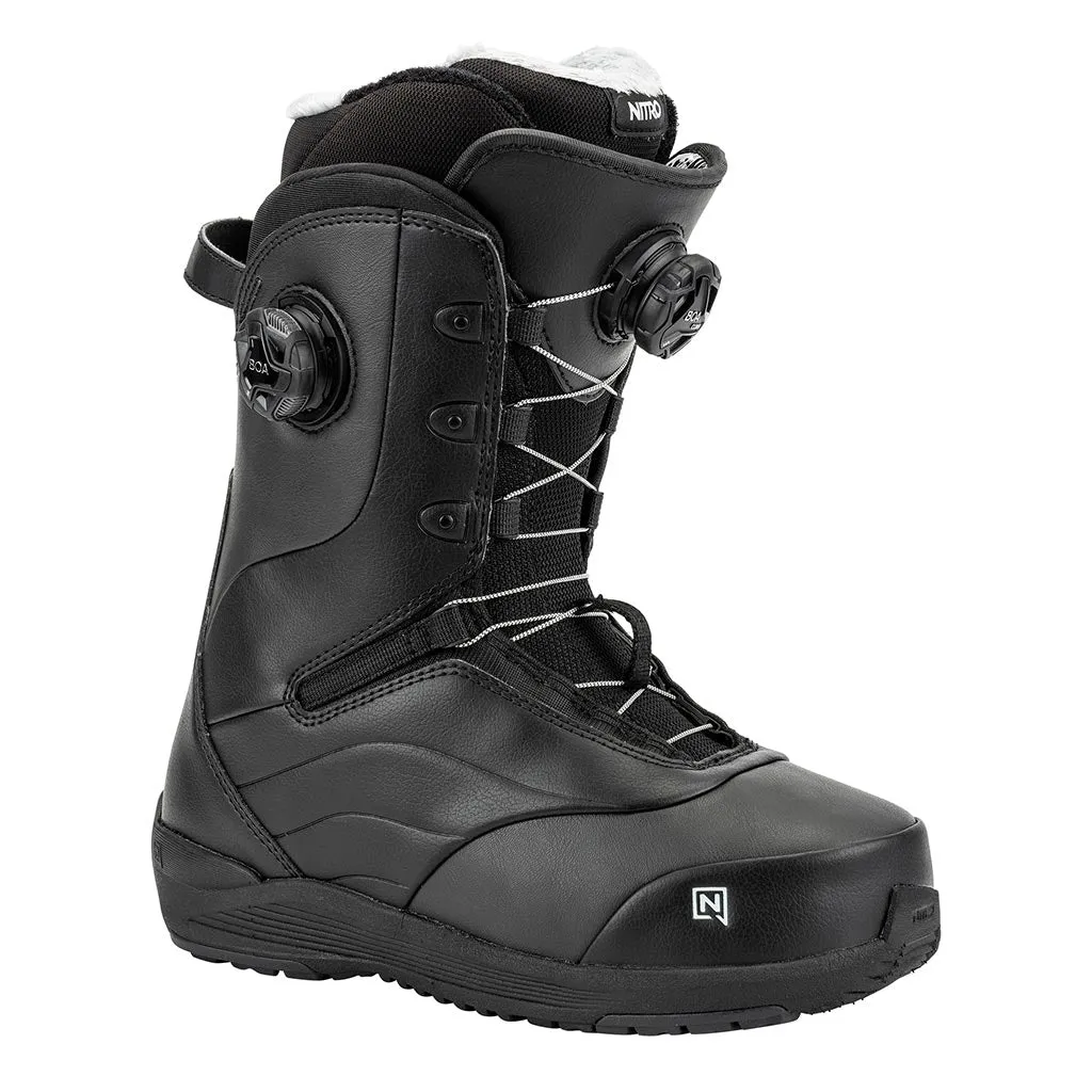 Nitro 2025 Womens Crown Boa Boots - Black Snow Treading Foot Warmers