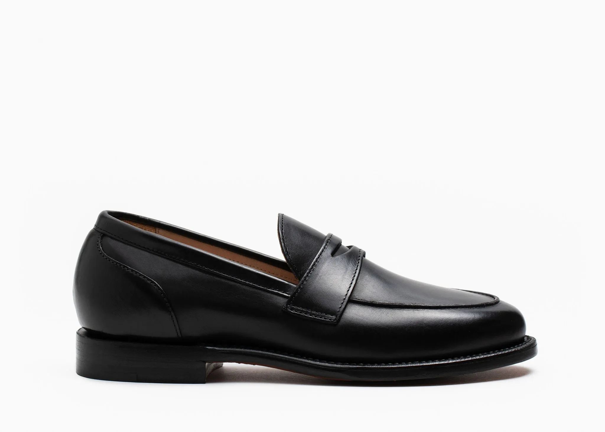 Adjustable Fit Short Path Clara Penny Loafer Black Calf