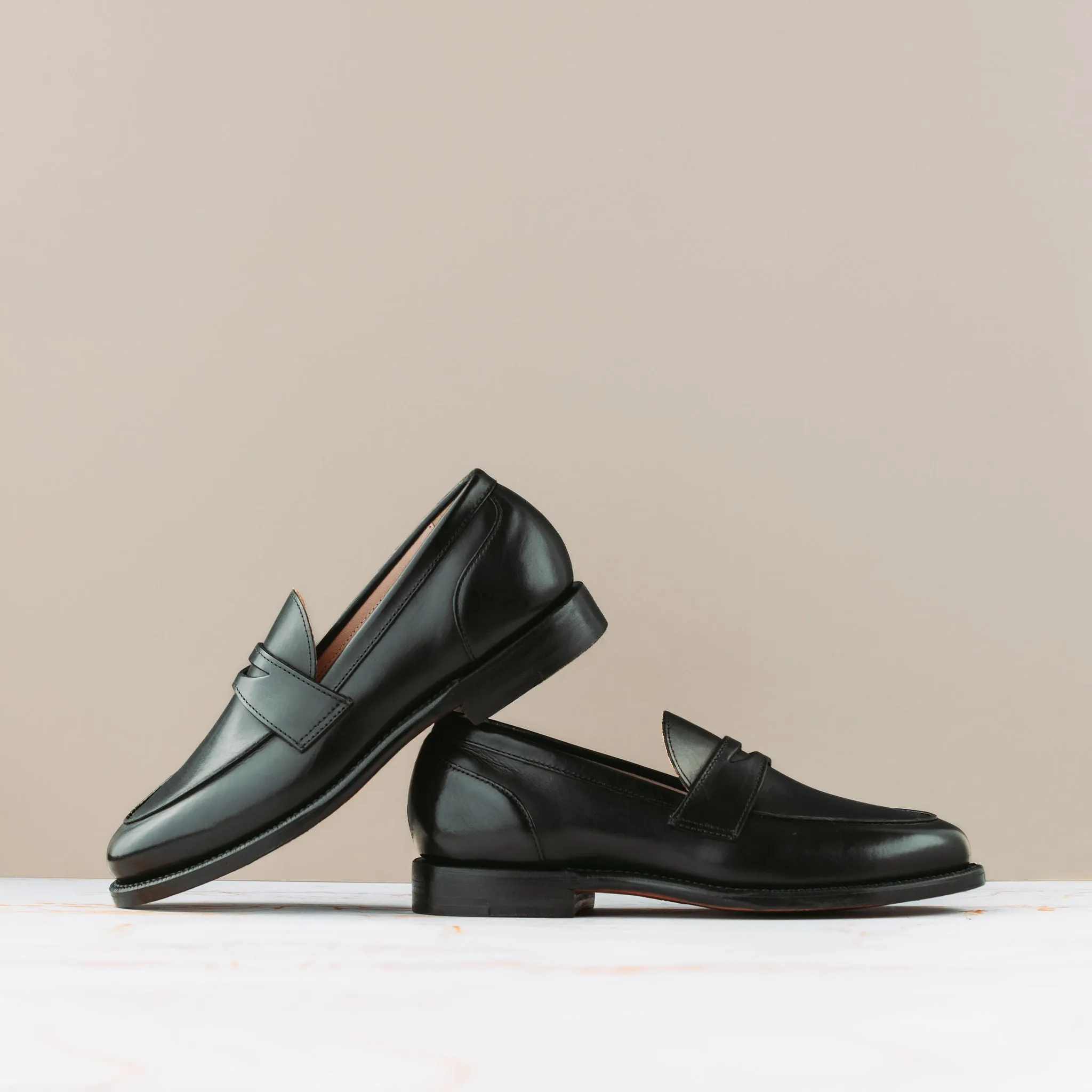 Clara Penny Loafer Black Calf Grass Path Soft cushion