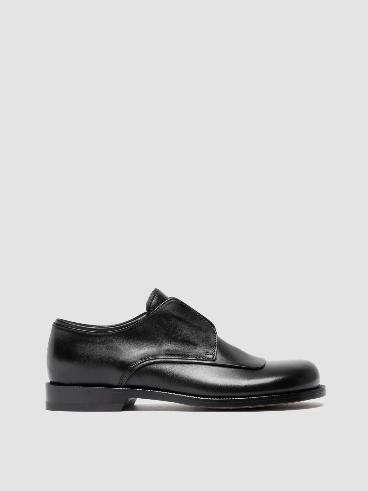 EMERALD 003 - Black Leather Derby Shoes Leather Lace Clean Stitch