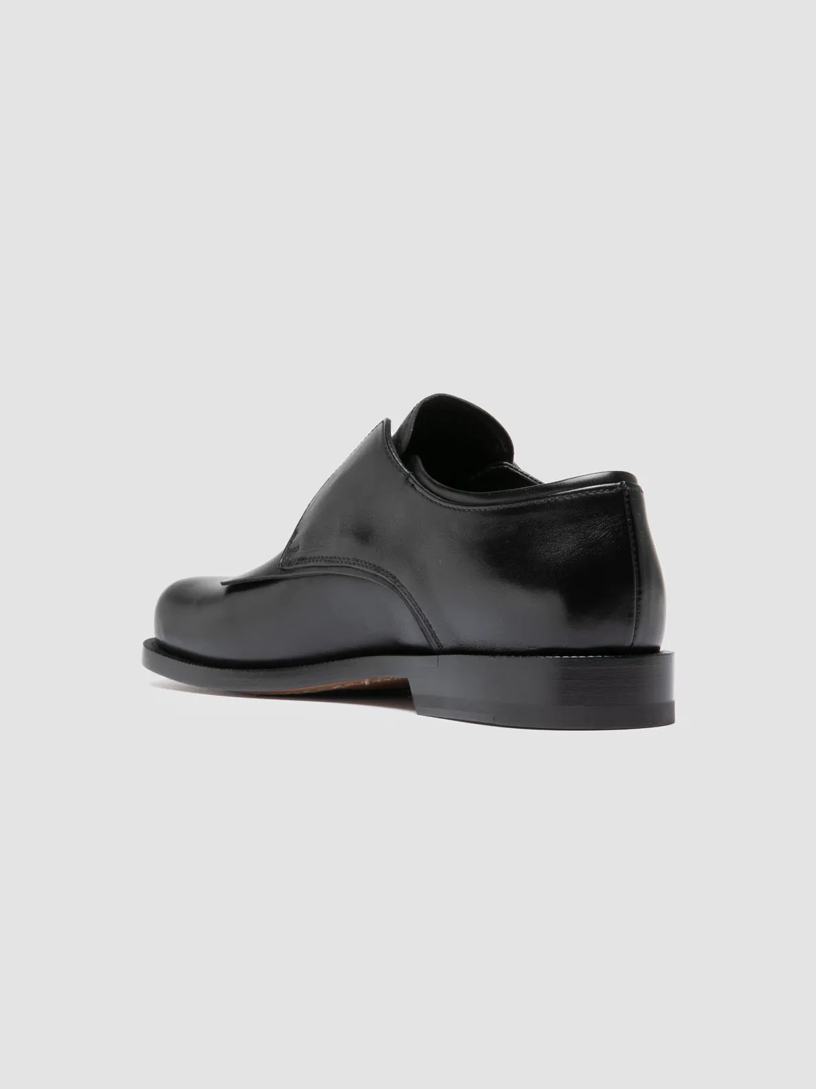 Stream Jog EMERALD 003 - Black Leather Derby Shoes