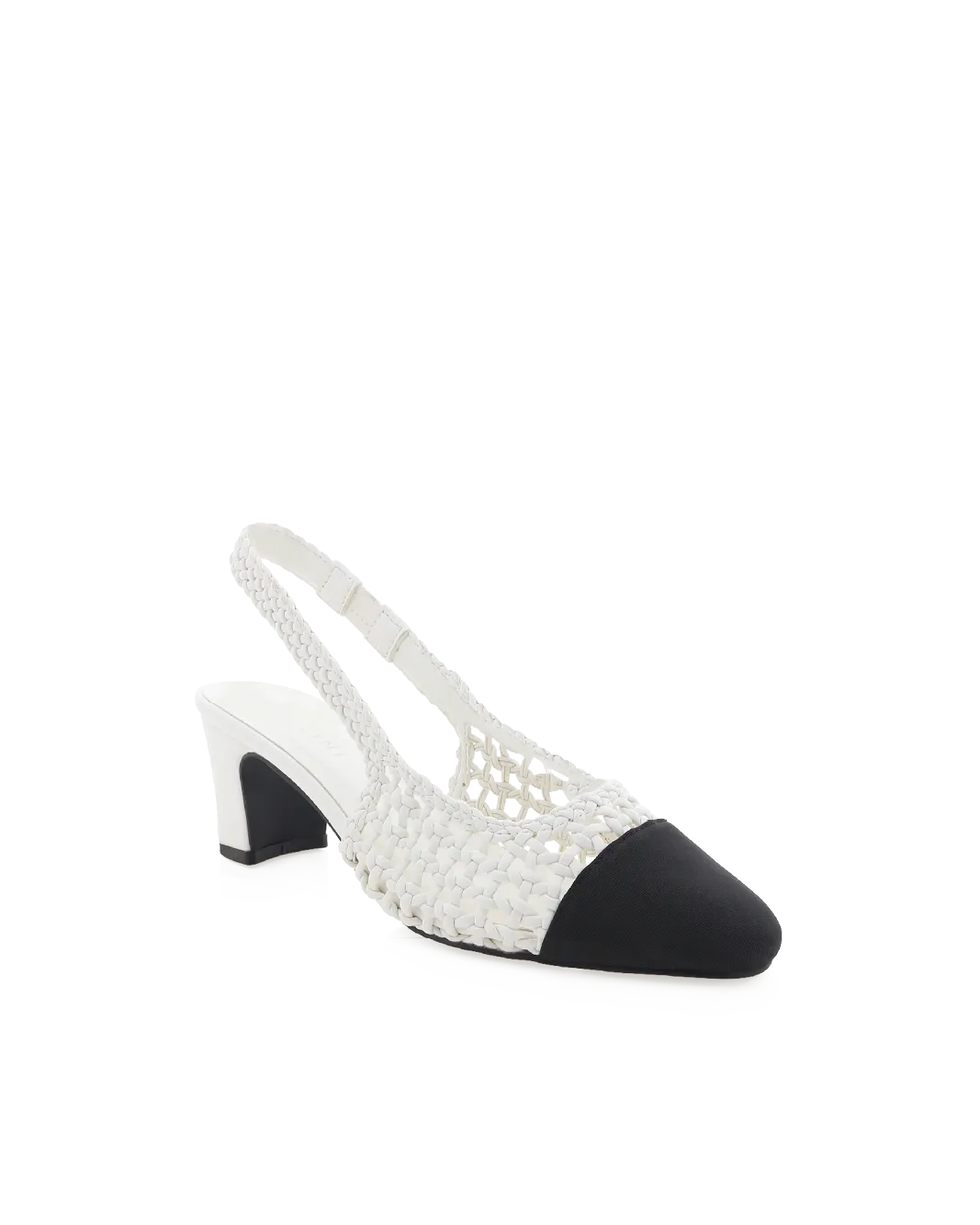 Metallic Stilettos FLORIS - WHITE-BLACK GROSGRAIN