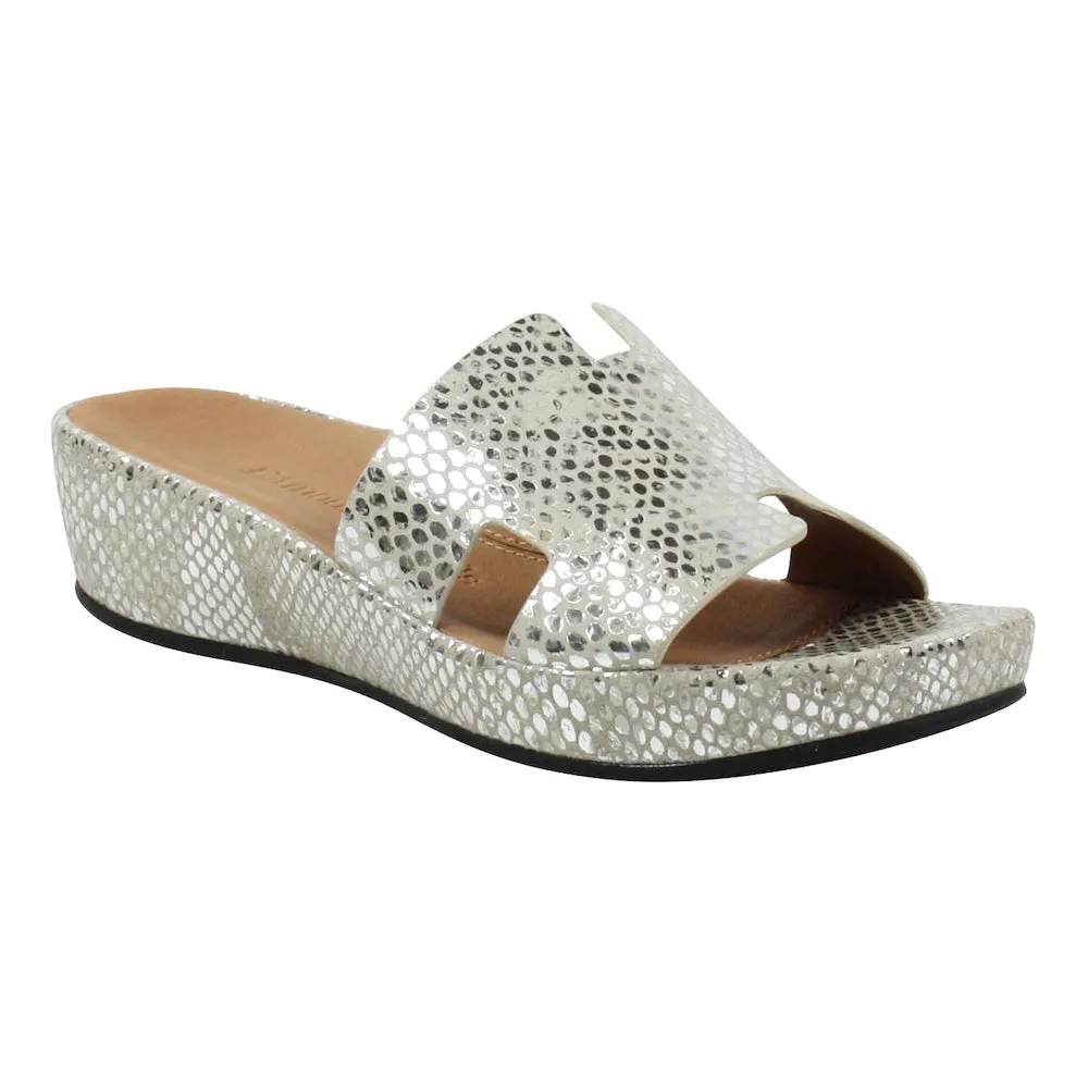 Stylish Silhouette Catiana Slip on Sandal - Silver Gold Snake Print
