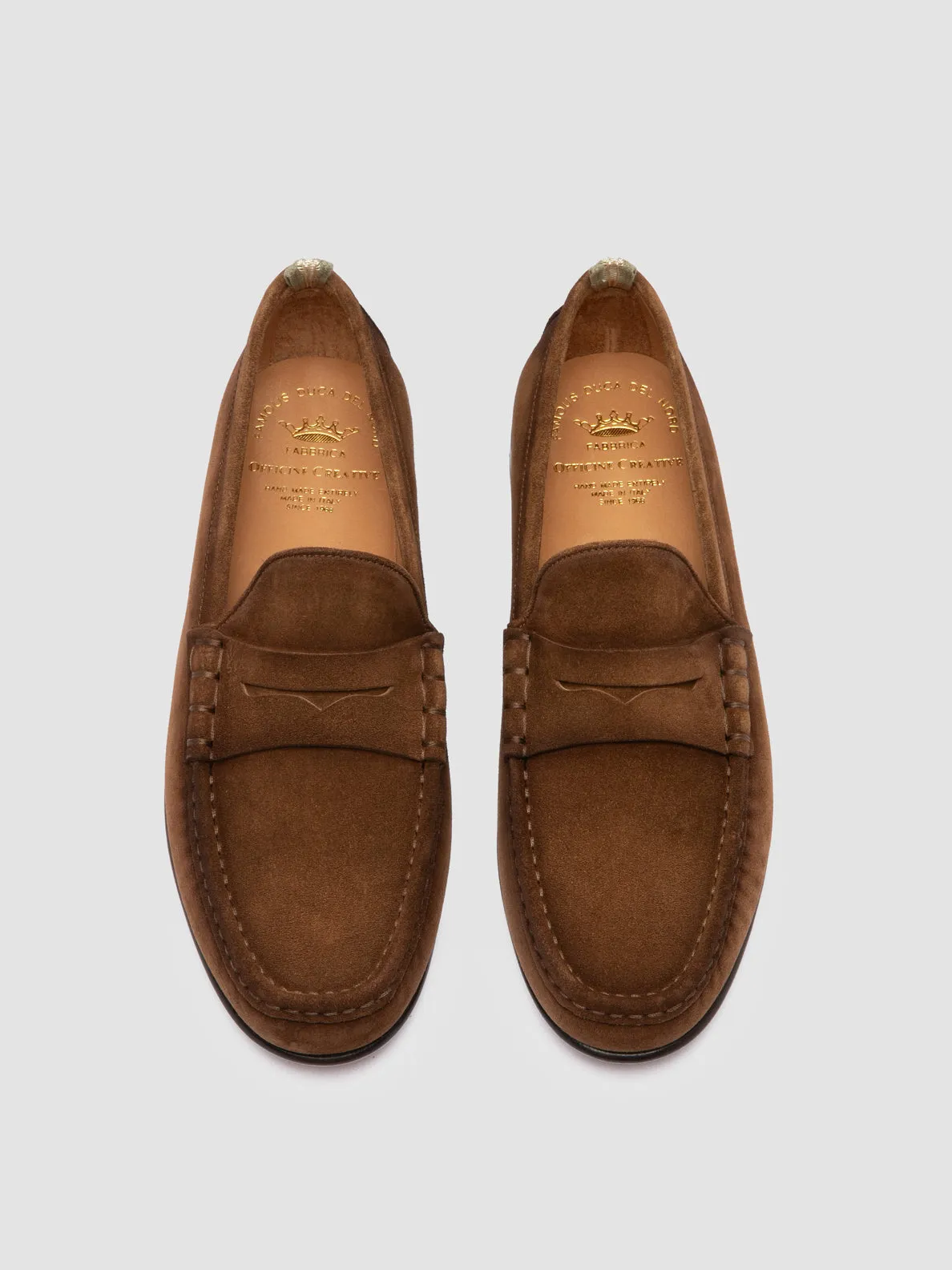 BALFRON 002 - Brown Suede Penny Loafer Structured Shoe Vibrant Design