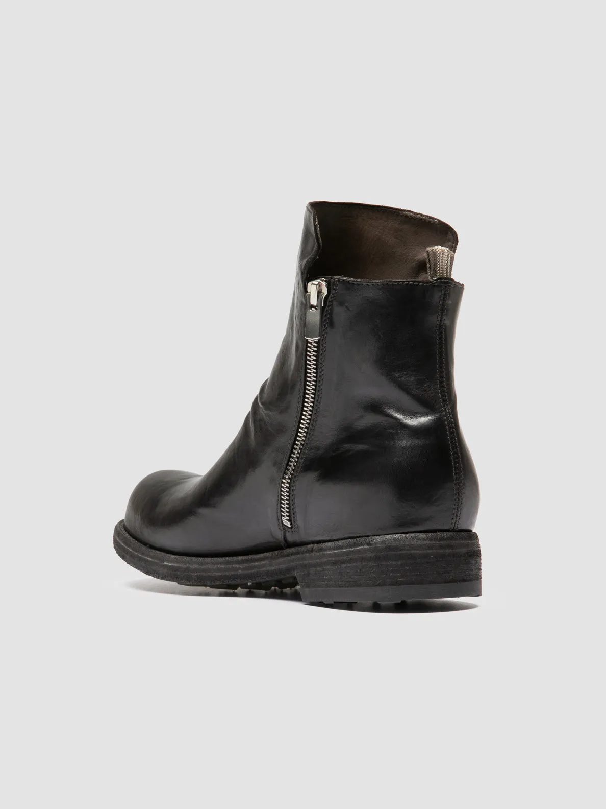 BULLA DD 105 - Black Leather Zipped Boots Padded collar Casual Look