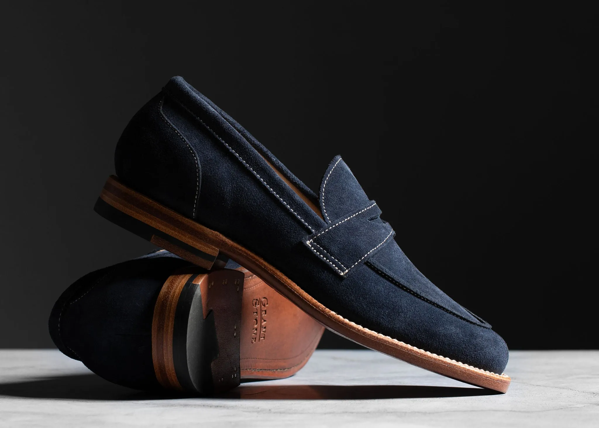 Light Path Lightweight Sole Clara Penny Loafer Midnight Suede