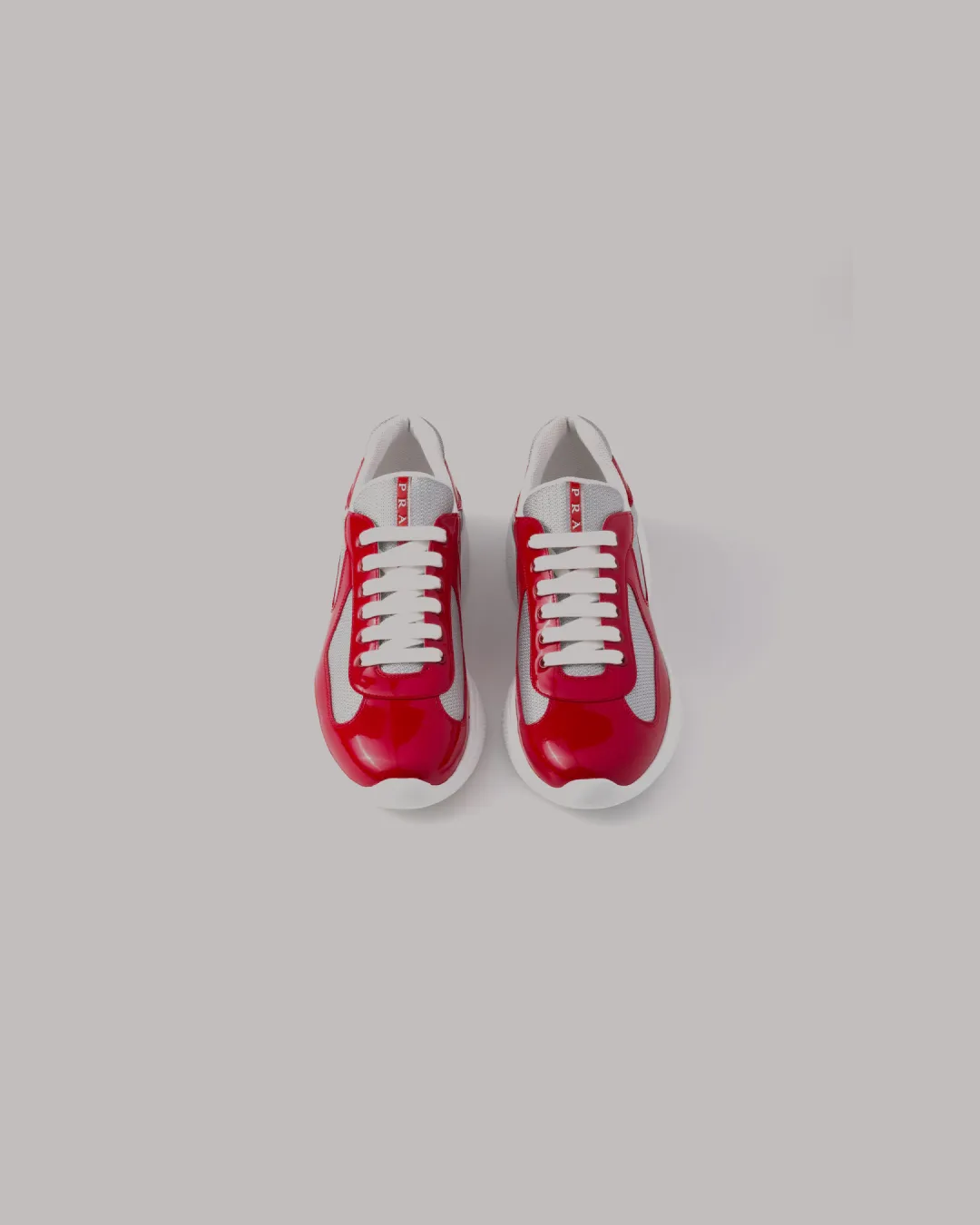Wild Trek White Clean Prada America's Cup ' Red Patent Leather and Technical Fabric' Sneakers
